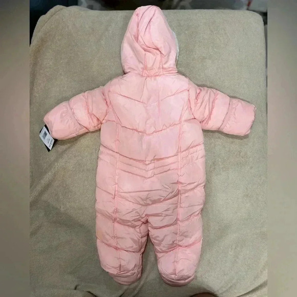 Steve Madden Infant Girls Pink Fleece Lined Hooded Snow Suit Size 6/9 Months - Picture 4 of 7